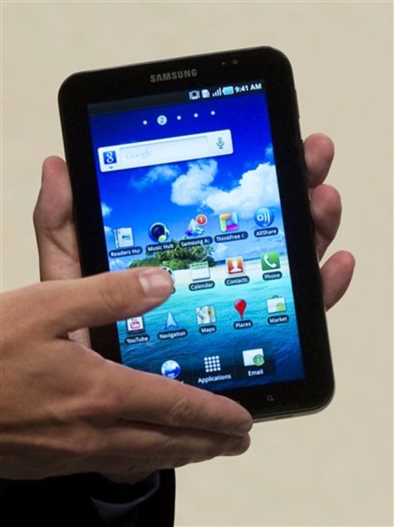 Samsung presents the new Samsung Galaxy Tab, a tablet computer to compete with the Apple iPad, at IFA, the world's largest trade fair for consumer electronics and electrical home appliances in Berlin.